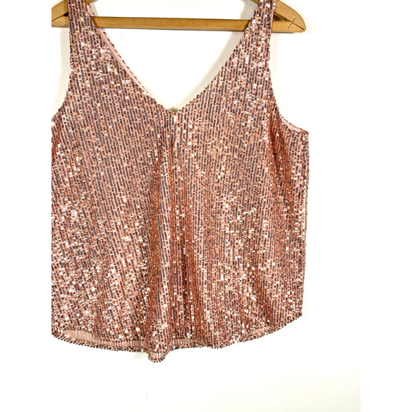 Loft Tank Top Size Medium NEW Pink Sequin Party Showgirl Core Glam Holiday - Picture 6 of 12